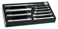 Set, Socket Wrench Double-Ended Module Set, 9 Pcs, Dimension: 6 x 7 - 20 x 22mm #965-9, Chrome Finish, HEYCO (00965000280)