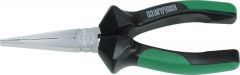Plier, Flat Nose Plastic Handles With Slip Guard, With Long Serrated Jaws #1206, OAL Length Size 160mm, Chrome Plated, Polished Head, HEYCO (01206016086)