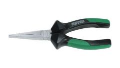 Plier, Flat Nose Plastic Handles With Slip Guard, With Long Serrated Jaws #1206, OAL Length Size 160mm, Chrome Plated, Polished Head, HEYCO (01206016086)