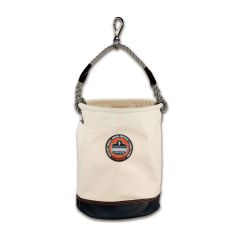 Bucket-Swivel Arsenal #5740 Leather Bottom Canvas Bucket, Hoist Bucket Series, Size: 12.5'' x 17'' (32cm x 43cm), Color: White, ERGODYNE (14440)