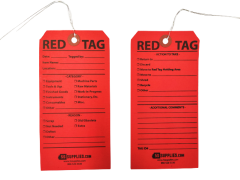 Tags, 5S Red with Wired (10 Pack, Red), Size - 3.25 x 6.25 inch, CFC (168566)