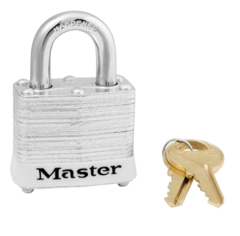 Padlock Laminated Steel no.3, Key-Alike KA-0312 Key White bumper. MASTERLOCK (3KAWHT-0312)