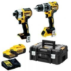 Combo Kit, Cordless, 18V, Drill Driver 13mm + Impact Driver, Packed in TSTAK Box c/w 2x 4.0ah Battery, 1x Charger 220V, DEWALT (DCK266M2T-B1)