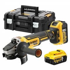 Angle Grinder, 4''/ 100mm, 20V Max, Brushless c/w 2 x 5.0Ah Battery, DEWALT (DCG405P2-B1)
