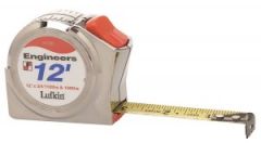 Tape Measure Engineer's Power Return 3/4'' X 12', Series 2000, Blade Style: A17, Chrome case/Yellow Clad, LUFKIN (2312D)