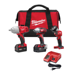 Combo Kit, 3 Tool 18V Cordless (3/8'' Impact Wrench , 1/2'' Impact Wrench , Work Light (EXPORT SET) (BARE TOOLS) MILWAUKEE (2696-0)