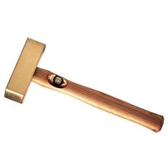 Mallet Square, Solid Brass, Wood Handle, Head Weight 750G (1.1/2 lbs), 32mm Diameter. THOR (27-40750)