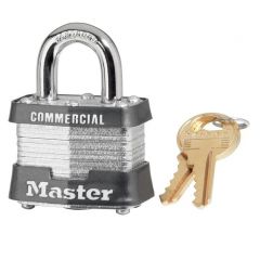 Padlock Laminated Steel, 1-9/16in (40mm) W, no.3, Gray bumper, key different. MASTERLOCK (3Gray)