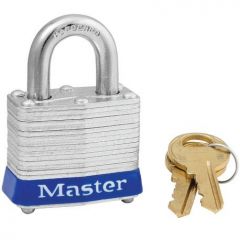 Padlock Laminated Steel no.3, Key-Alike E0551 Key Blue bumper. MASTERLOCK (3KA-Blue-0551)