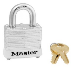 Padlock Laminated Steel no.3, Key-Alike KA-0312 Key White bumper. MASTERLOCK (3KAWHT-0312)