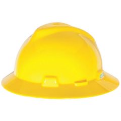 Hard Hat, Non - Slotted, Full Brim, Standard Suspension, Yellow, V-Gard Designed, MSA (454730)