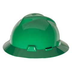 Hard Hat, Non - Slotted, Full Brim, Standard Suspension, Green, V-Gard Designed, MSA (454735)