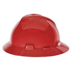 Hard Hat, Non - Slotted, Full Brim, Standard Suspension, Red, V-Gard Designed, MSA (454736)