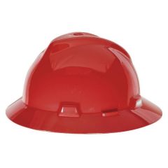 Hard Hat, Non - Slotted, Full Brim, Ratchet Suspension, Red, V-Gard Designed, MSA (475371)