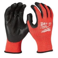 Gloves, Red, Nitrile Rubber Dipped Palm, ANSI & EN Cut Level 3, SMARTSWIPE Finger Tips/Palm, Size L, MILWAUKEE (48-22-8932)