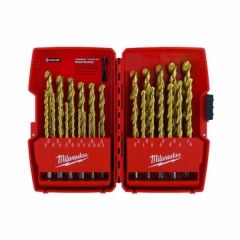 Drill Bit,  Set 29 Pcs, Size 1/16''-1/2''x 1/64th, Titanium Coated HSS. MILWAUKEE (48-89-0012)