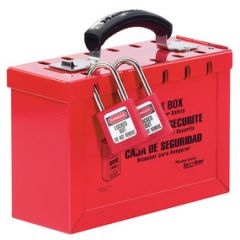 Group Lock Box, 9 1/4 in L x 6 in H x 3 3/4 in W, Steel, Red, 470, MASTERLOCK (498A)