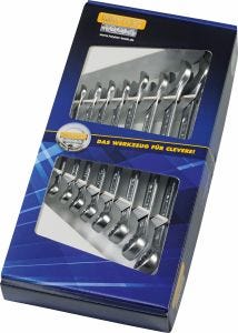 Set, Wrench Combination (Ring/Open) 12 Point #B50810-12-M, Size 8mm - 19mm, Chrome Plated, HEYTEC (50810827180)