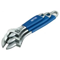 Set, Wrench Adjustable With Soft Grip Plastic Handle And Scale #K50839-3, Capacity 0 - 30mm, 3Pcs, Chrome Plated, HEYTEC (50839000100)