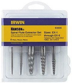 Set, Screw Extractors 5Pcs, Spiral Flute. IRWIN HANSON  (53535), IRWIN HANSON (53535)