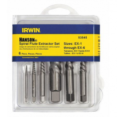 Set, Screw Extractors 6Pcs, Spiral Flute. IRWIN HANSON  (53545), IRWIN HANSON (53545)