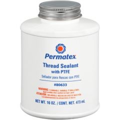 Thread Sealant with PTFE, Economical General-Purpose Fitting Sealant, Temperature Range -65 Deg F to 300 Deg F, 16 oz. Can, PERMATEX (80633)
