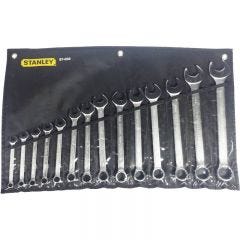 Set, Wrench Combination ( Ring/Open) 12 Point 10 mm - 32 mm AF x 14 Pcs Slim-Line, Chrome, STANLEY (87-038-1)