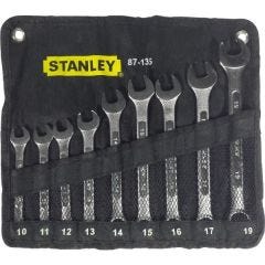 Set, Wrench Combination ( Ring/Open) 12 Point 10 mm - 19 mm AF x 9 Pcs Challenger, Chrome, STANLEY (87-135-1-23)