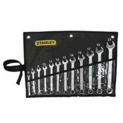 Set, Wrench Combination ( Ring/Open) 12 Point 6 mm - 22 mm AF x 12 Pcs Slim-Line, Chrome, STANLEY (95-094-1)