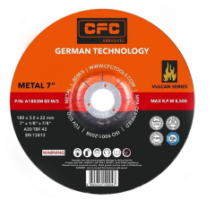 Disc, Cutting, 180 X 3 X 22 mm, Offset T42, A30, Metal, CFC ABRASIVES (A1803M)