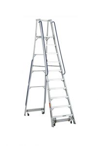 Ladder mobile platform with handrail 10 steps, aluminium, 9' 6" platform ht, 1A 300lb, LOUISVILLE (AP5010)