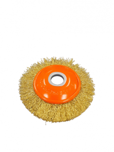 Bevel Brush, Wire, Brass Coated, Steel, 16mm Arbor x 100mm D, RPM 12500, CFC ABRASIVES (BBCS10016)
