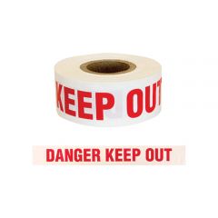 Tape Barricade PVC Red / White, 3''x 200M ''DANGER KEEP OUT'', CFC SAFETY (137618)