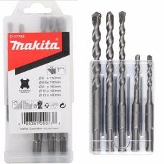 Drill Bit Assortment 5 Pc Set, SDS-Plus, Sizes 6,6.5,8,10,12mm, MAKITA (D-17784)