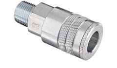 Coupler interchange quick connect Male Pipe Thread 3/8'' NPT, Body Size: 3/8'', Rated: 300 PSI, Temperature Range: -40 Deg F to 250 Deg F, Flow: 70 CFM at 100 PSI, Steel, DIXON (DC25)