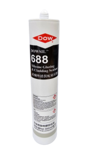 Dow Corning/Dowsil 688 Glazing & Cladding Silicone Sealant 300ML, Black, Cartridge, DOW CORNING (208087)