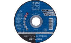 Disc Cutting Flat Type Aluminium Oxide A 115 x 2.4 x 22.2mm (D x T x H), Max. RPM 13,300 , Grit 46 For Stainless Steel. PFERD (EHT115-2.4SGSTEELOX)