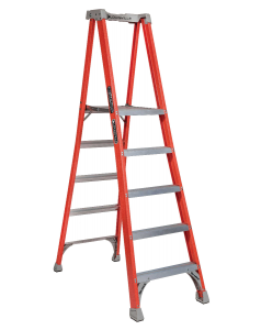 Ladder platform Pinnacle Pro 5 steps, fiberglass, 4' 9" platform ht, 21" tall handrail, 1A 300lbs, LOUISVILLE (FXP1705)