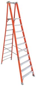 Ladder platform Pinnacle Pro 10 steps, fiberglass, 9' 6" platform ht, 21" tall handrail, 1A 300lbs, LOUISVILLE (FXP1710)