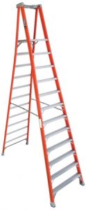 Ladder platform Pinnacle Pro 12 steps, fiberglass, 11' 5" platform ht, 21" tall handrail, 1A 300lb, LOUISVILLE (FXP1712)