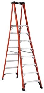 Ladder platform Pinnacle Pro 8 steps, fiberglass, 7' 7" platform ht, 36" tall handrail, 1AA 375lbs, LOUISVILLE (FXP1808HD)