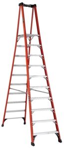Ladder platform Pinnacle Pro 10 steps, fiberglass, 9' 6" platform ht, 36" tall handrail, 1AA 375lbs, LOUISVILLE (FXP1810HD)