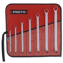 Set, Wrench (Ring/Box) 12 Point 6 x 7 mm to 17 x 19 mm AF x 11 pcs, double end offset Set, roll pouch, steel chrome finish, PROTO (J1100D-M)