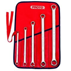 Set, Wrench (Ring/Box) 12 Point 5/16'' x 3/8'' to 13/16'' x 7/8'' AF x 5 pcs, double end Set, roll pouch, steel chrome finish, PROTO (J1100G)