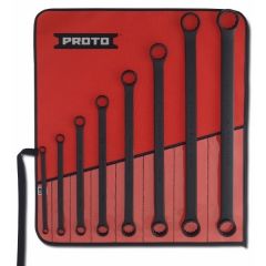 Set, Wrench (Ring/Box) 12 Point 5/16'' x 3/8'' to 1.1/16'' x 1.1/4'' AF x 8 pcs, double end Set, roll pouch, steel black finish, PROTO (J1100MB)