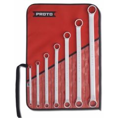 Set, Wrench (Ring/Box) 12 Point 5/16'' x 3/8'' to 1.1/16'' x 1.1/8'' AF x 7 pcs, double end Set, roll pouch, steel chrome finish, PROTO (J1100R)