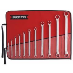 Set, Wrench (Ring/Box) 12 Point 6 x 7 mm to 30 x 32 mm AF x 11 pcs, double end offset Set, roll pouch, steel chrome finish, PROTO (J1100S-M)