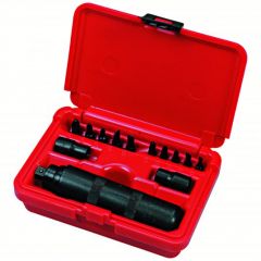 Set, Impact Driver 13pcs, 10 Insert Bits, 2 x Adapter, 1 x 3/8'' Dr Driver, Box, PROTO (HANDIM)