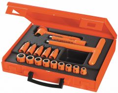 Set, VDE 3/8'' Drive Socket Set & Accessories 12 Point 17 Pcs 1000V Insulated, FACOM (J.401AVSE)