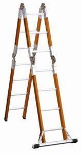 Ladder articulating, step ladder Height 7', ladder height 15' Extended Ladder Height: 16' 8'', Type IA, Scaffold Height: 3' 8'' , Round Rung, Side Rail, Load Capacity: 300lbs, fiberglass, LOUISVILLE (L-3092-15)